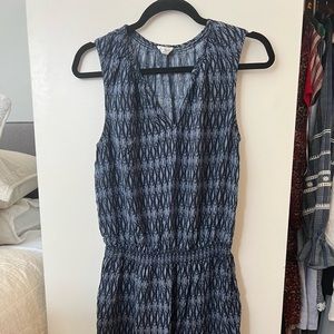 Joie Soft blue printed dress with smocked waist and v neck